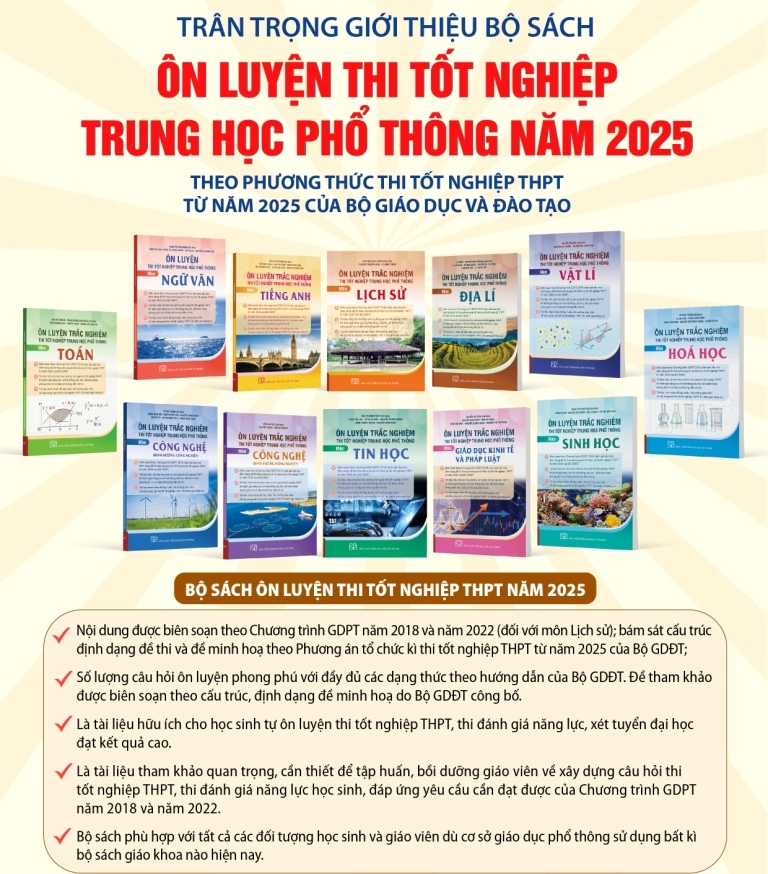 BỘ SÁCH ÔN LUYỆN THI TỐT NGHIỆP THPT NĂM 2025 - 12 MÔN (Theo phương thức thi tốt nghiệp THPT từ năm 2025 của Bộ Giáo dục và Đào tạo)